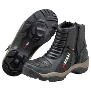Bota motociclista com altura de até 9cm em couro l... - Atron Shoes