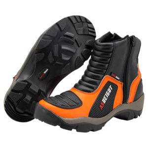 Bota motociclista com altura de até 9cm em couro l... - Atron Shoes