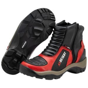 Bota motociclista com altura de até 9cm em couro l... - Atron Shoes