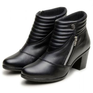 Coturno feminino cano baixo em couro legítimo na c... - Atron Shoes