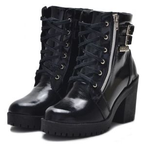 Coturno cano curto couro legítimo 9406 com zíper n... - Atron Shoes