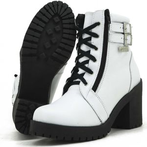Coturno cano curto em couro legítimo 9406 na cor b... - Atron Shoes
