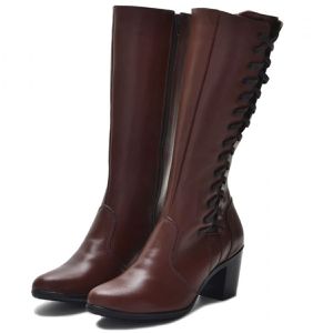 Bota feminina couro legítimo cano alto 9207 café -... - Atron Shoes