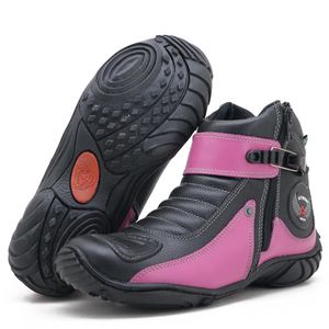 Bota motociclista feminina de couro 271 Pink - 271... - Atron Shoes