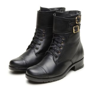 Coturno para motociclista feminino em couro legíti... - Atron Shoes