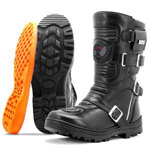 Bota motociclista roqueira em couro legítimo 296 -... - Atron Shoes