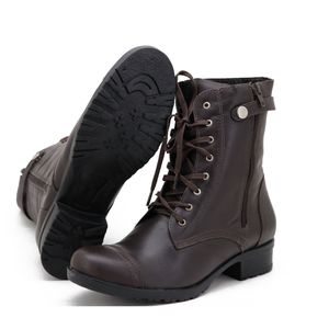 Coturno feminino cano médio em couro legítimo na c... - Atron Shoes