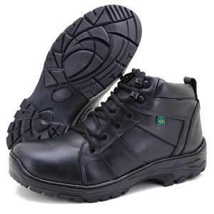 Coturno militar cano baixo de couro na cor preta 2... - Atron Shoes