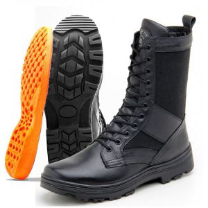 Coturno militar de cano alto extra leve de couro e... - Atron Shoes