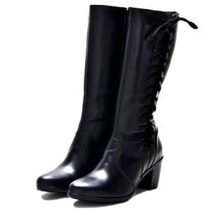 Bota feminina em couro legítimo de cano alto preta... - Atron Shoes