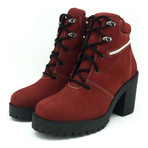 Coturno de cano curto em couro legítimo na cor ver... - Atron Shoes