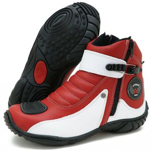 Bota para motociclista em couro 271 nas cores verm... - Atron Shoes