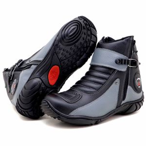 Bota motociclista de couro legítimo na cor preta e... - Atron Shoes