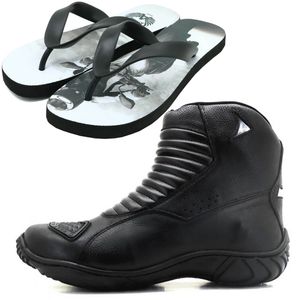 Bota Atron Shoes motociclista em couro com refleti... - Atron Shoes