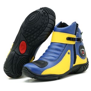 Bota motociclista em couro legítimo nas cores azul... - Atron Shoes