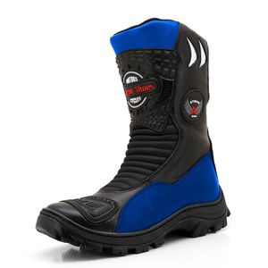 Bota Motociclista Couro Legítimo Preta Azul - 307 ... - Atron Shoes