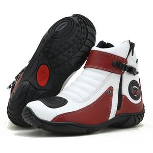 Bota motociclista em couro legítimo nas cores bran... - Atron Shoes