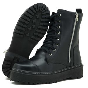 Coturno Feminino Plataforma Alta Em Couro Legítimo... - Atron Shoes