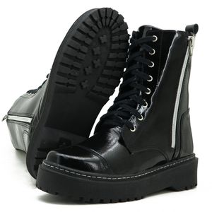 Coturno Feminino Em couro legítimo Verniz Com Plat... - Atron Shoes