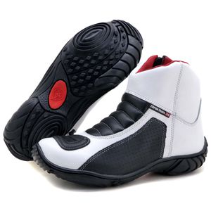 Bota motociclista branca em couro legítimo 305 - 3... - Atron Shoes