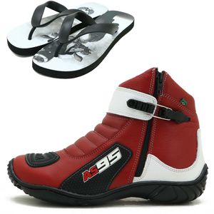 BOTA MOTOCICLISTA AS95 DE COURO LEGÍTIMO NAS CORES... - Atron Shoes