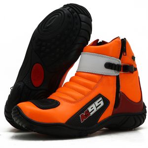 Bota Motociclista Couro Legítimo Laranja Vermelho ... - Atron Shoes