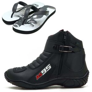 BOTA MOTOCICLISTA EM COURO LEGÍTIMO NA COR PRETO A... - Atron Shoes