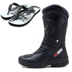 KIT CHINELO BOTA MOTOCICLISTA AS95-PRO EM COURO LE... - Atron Shoes