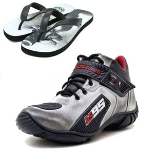 KIT CHINELO TÊNIS PARA MOTOCICLISTA NA COR ASFALTO... - Atron Shoes