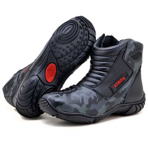 Bota motociclista em couro legítimo AS-SPIRIT semi... - Atron Shoes