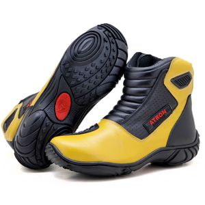 Bota motociclista em couro legítimo AS-SPIRIT semi... - Atron Shoes