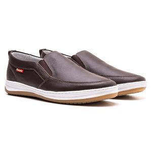 Sapatênis Slip On Masculino Couro Café - RT-1001-C... - Ranster Comfort