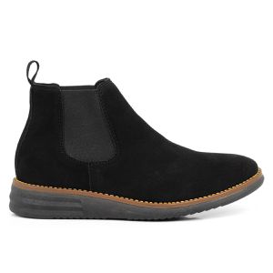 Botina Couro Sintético Camurça Chelsea Preto Comfo... - Ranster Comfort