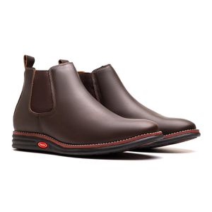 Botina Couro Rústico Café Comfort - RT-1900-CAFE - Ranster Comfort