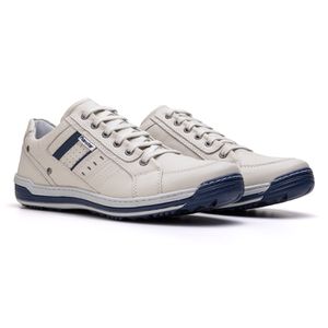 Sapatênis Masculino Couro Gelo/Azul Comfort - RT-... - Ranster Comfort