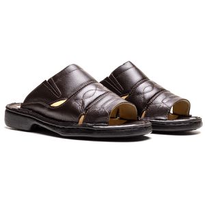 Chinelo Comfort Masculino em Couro Café - RT-2600-... - Ranster Comfort