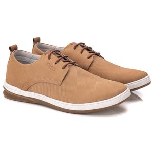 Sapatênis Masculino Couro Areia Comfort - 7000 - Ranster Comfort