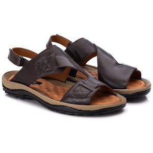 Chinelo Comfort Comfort Masculino em Couro Café - ... - Ranster Comfort