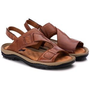 Chinelo Comfort Comfort Masculino em Couro Caramel... - Ranster Comfort