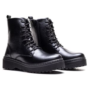 Coturno Feminino Em Couro Preto - f350 - Ranster Comfort