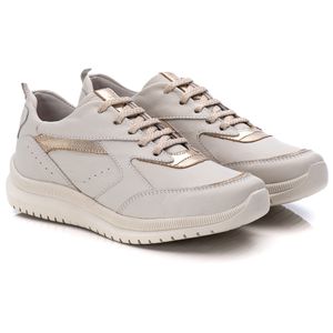 Tênis Feminino Couro Branco/Dourado - TF210 - Ranster Comfort