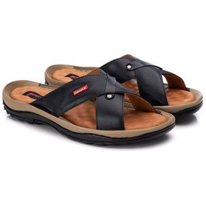 Chinelo Comfort Comfort Masculino em Couro Preto -... - Ranster Comfort