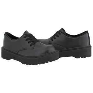 Oxford Feminino Salto Baixo Crshoes Fosco Preto - CRSHOES