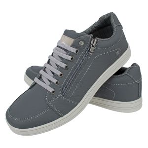 Sapatenis Masculino Casual CRshoes Couro Grafite - CRSHOES