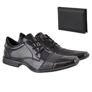 Sapato masculino social CRshoes verniz preto com b... - CRSHOES