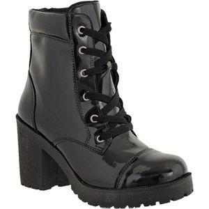 Coturno feminino tratorado CRshoes verniz Preto - CRSHOES