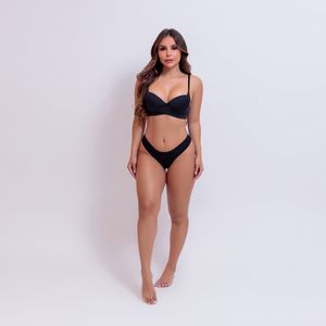 CONJUNTO BÁSICO COM BASE DUPLA E CALCINHA TRADICIONAL 130 preto