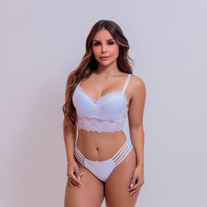 CONJUNTO COM BASE EM RENDA - 402 BRANCO - DONNA DOLCE
