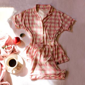 PIJAMA AMERICANO COM SHORT - 1134 ESTAMPADO XADRE... - DONNA DOLCE