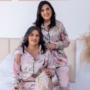 PIJAMA AMERICANO DE CETIM - 1144 ROSE FLORAL - DONNA DOLCE